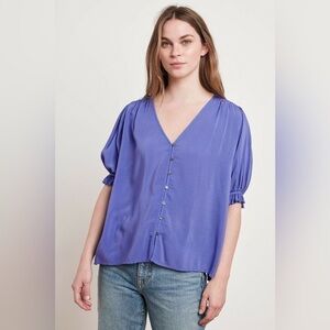 Velvet By Graham & Spencer Chelsey Challis Vneck Top Purple
